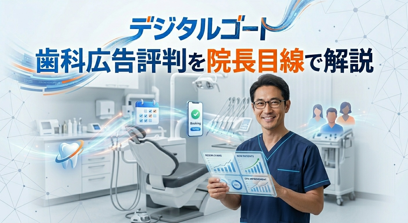 デジタルゴート 歯科 広告 評判を調べる院長がWEB集患の成果を確認しているイメージ